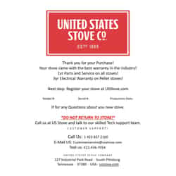 US Stove  Ashley  EPA Certified 2200 sq. ft. Wood Pellet  Stove  40 lb. capacity Hopper 