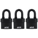 Ace 1-5/8 in. H x 1-3/4 in. W x 1-1/8 in. L Steel Double Locking Padlock 3 pk Keyed Alike