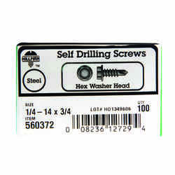 Hillman 1/4-14 Sizes x 3/4 in. L Hex Hex Washer Head Zinc-Plated Steel Sheet Metal Screws 100