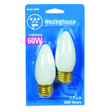 Westinghouse 60 watts B11 Incandescent Bulb 525 lumens White Decorative 2 pk