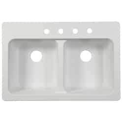 Kindred Double Dual Mount Kitchen Sink White