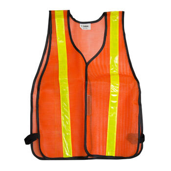 CH Hanson Polyester Mesh Reflective Safety Vest with Reflective Stripe Orange One Size Fits All