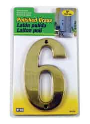 Hy-Ko 5 in. Brass 6 Number Gold Nail-On
