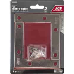 Ace 4 in. H x 4.750 in. W x 4 in. D Stainless Steel Flat Corner Brace