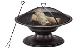 Living Accents Round Pedestal Wood Fire Pit 19 in. H x 29 in. D x 29 in. W Steel