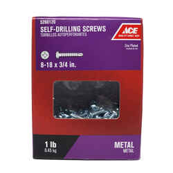 Ace 8-18 Sizes x 3/4 in. L Phillips Zinc-Plated Steel Self- Drilling Screws 1 lb. Pan Head