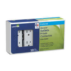 Leviton Decora 15 amps 125 volt White Outlet 5-15R 10 pk
