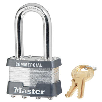 Master Lock 1-5/16 in. H x 1 in. W x 1-3/4 in. L Laminated Steel 4-Pin Cylinder Padlock 6 pk Key