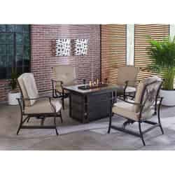 Hanover Traditions 5 pc Bronze Aluminum Traditional Fire Pit Set Tan