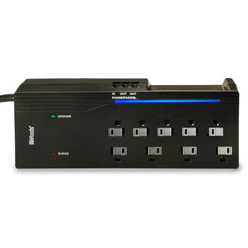 Woods 6 ft. L 8 outlets Surge Protector 1000-3500 J