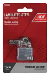 Ace 15/16 in. H x 11/16 in. L x 1-1/4 in. W Laminated Steel Warded Locking Padlock 1 pk