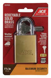 Ace 1-3/4 in. W x 3/4 in. L x 2-3/16 in. H Brass Double Ball Locking Padlock 1 pk