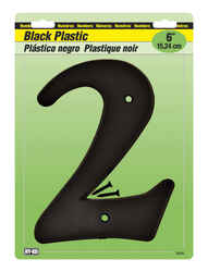 Hy-Ko 6 in. Black Plastic Screw-On Number 2 1 pc.