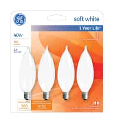GE Lighting 40 watts CA10 Incandescent Light Bulb 360 lumens Soft White Bent Tip 4 pk