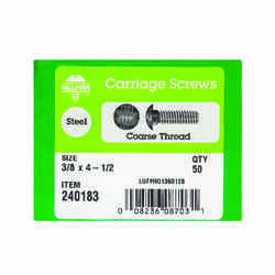 HILLMAN 3/8 Dia. x 4-1/2 in. L Zinc-Plated Steel Carriage Bolt 50 pk