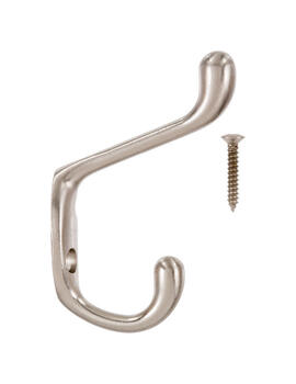 Ace 3 in. L Satin Nickel Brass Medium Heavy Duty Coat and Hat Hook Silver 1 pk