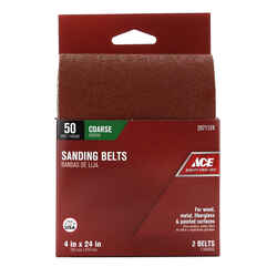 Ace 24 in. L x 4 in. W Aluminum Oxide 50 Grit Sanding Belt Coarse 2 pk