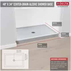 Delta 3-1/2 in. H x 34 in. W x 48 in. L White Shower Base Acrylic Center Rectangle