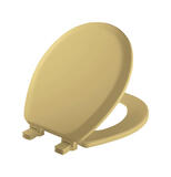 Mayfair Never Loosens Round Harvest Gold Molded Wood Toilet Seat