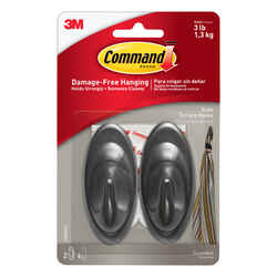 3M Command Medium Plastic Hook 3-1/4 in. L 2 pk