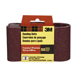 3M 24 inch in. L x 3 in. W Aluminum Oxide Sanding Belt 50 Grit Coarse 2 pc.