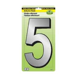 Hy-Ko 6 in. Plastic Black Reflective Nail-On Number 5