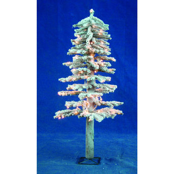 Holiday Bright Lights Clear Prelit Flocked Artificial Tree 100 lights 337 tips 4 ft.