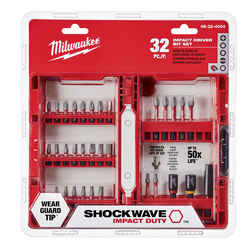 Milwaukee SHOCKWAVE Impact Duty Screwdriver Bit Set Steel 1/4 in. 32 pc. Hex Shank Assorted