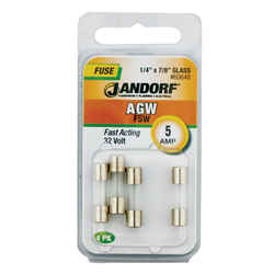 Jandorf AGW 5 amps 32 volt Glass Fast Acting Fuse 4 pk