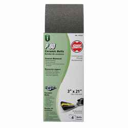 Shopsmith 21 in. L x 3 in. W Ceramic 80 Grit Sanding Belt 4 pk Medium