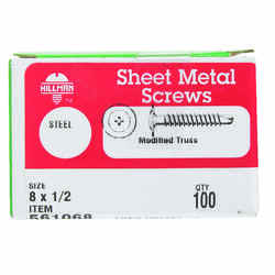 Hillman No. 8 x 1/2 in. L Phillips Truss Head Zinc-Plated Steel Self- Drilling Screws 100 pk