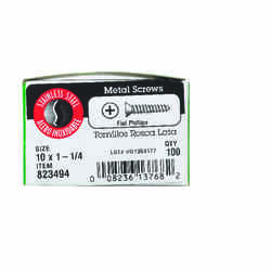 HILLMAN 1-1/4 in. L x 10 Flat Head Stainless Steel Sheet Metal Screws 100 per box Phillips