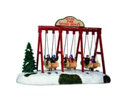 Lemax Animated Village Park Swing Boats Village Accessory Resin Multicolored 1 each