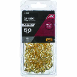 Ace Small Bright Brass Brass Cup Hook 25 lb. 50 pk 1 in. L