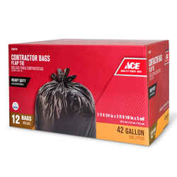 Ace 42 gal. Contractor Bags Flap Tie 12 pk