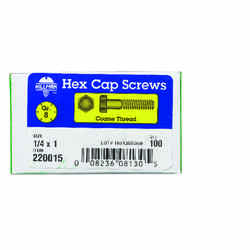 HILLMAN 1/4 in. Dia. x 1 in. L Heat Treated Yellow Dichromate Hex Head Cap Screw 100 box