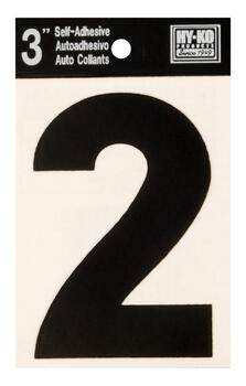 Hy-Ko 3 in. Black Vinyl Self-Adhesive Number 2 1 pc.