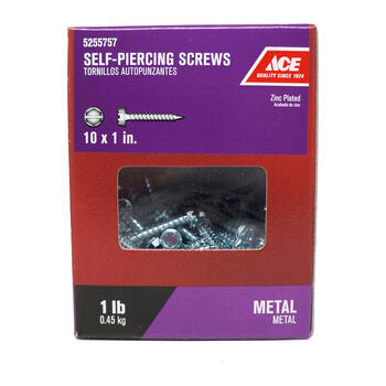 Ace 10 Sizes x 1 in. L Hex/Slotted Zinc-Plated Steel Self-Piercing Screws 1 lb. Hex Washer Hea