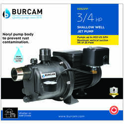 Burcam Thermoplastic Shallow Well Jet Pump 3/4 hp 850 gph