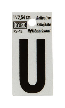 Hy-Ko Vinyl Black U Letter Self-Adhesive 1 in. Reflective