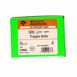 HILLMAN Fas-N- Tite 1/4 in. Dia. x 6 in. L Round Steel Toggle Bolt 50 pk