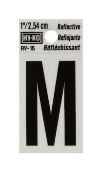 Hy-Ko 1 in. Vinyl Black Reflective Self-Adhesive Letter M