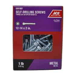 Ace 12-14 Sizes x 2 in. L Hex Zinc-Plated Steel Self- Drilling Screws 1 lb. Hex Washer Head