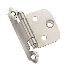 Amerock 1-13/16 in. W x 2-3/4 in. L Satin Nickel Steel Self-Closing Hinge 10 pk