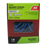 Ace 1/4 in. x 1-3/4 in. L Phillips Flat Head Ceramic Steel Masonry Screws 1 lb. 60 pk