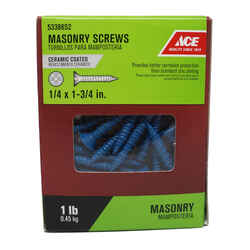 Ace 1/4 in. x 1-3/4 in. L Phillips Flat Head Ceramic Steel Masonry Screws 1 lb. 60 pk