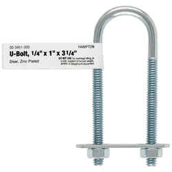 Hampton 1/4 in. x 1 in. W x 3-1/4 in. L Coarse Zinc-Plated Steel U-Bolt