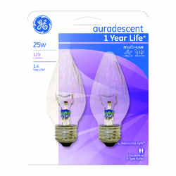 GE Lighting auradescent 25 watts F15 Incandescent Light Bulb 120 lumens Auradescent Flame Tip