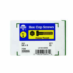 HILLMAN 5/8 in. Dia. x 6 in. L Heat Treated Yellow Dichromate Hex Head Cap Screw 25 box