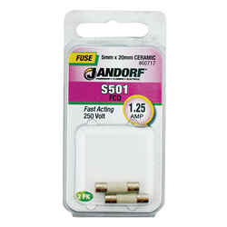 Jandorf S501 1.25 amps 250 volt Ceramic Fast Acting Fuse 2 pk